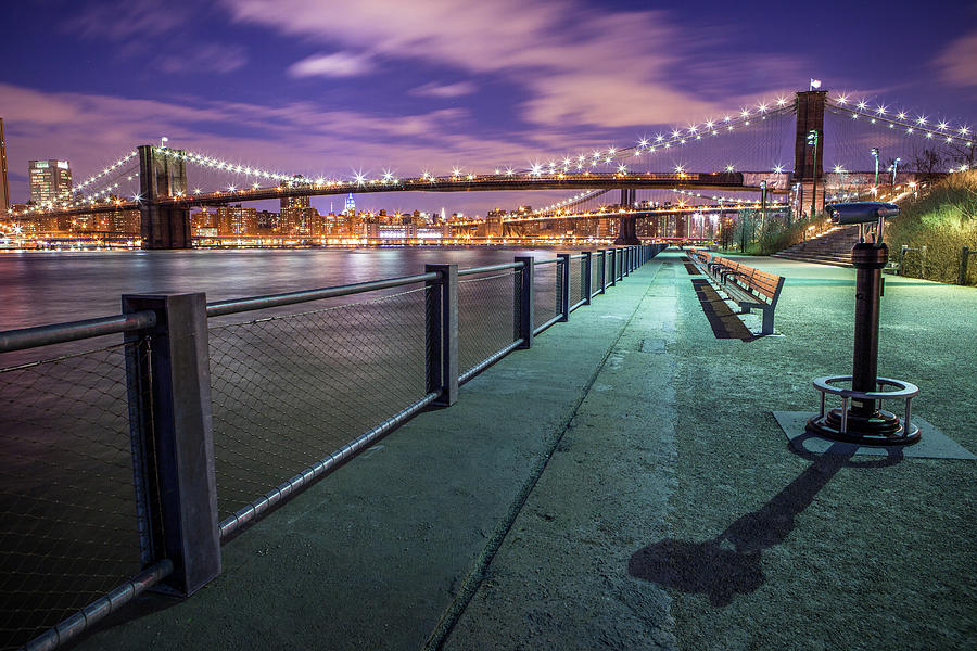 Brooklyn Bridge At Dusk Photograph by Christine Wehrmeier
