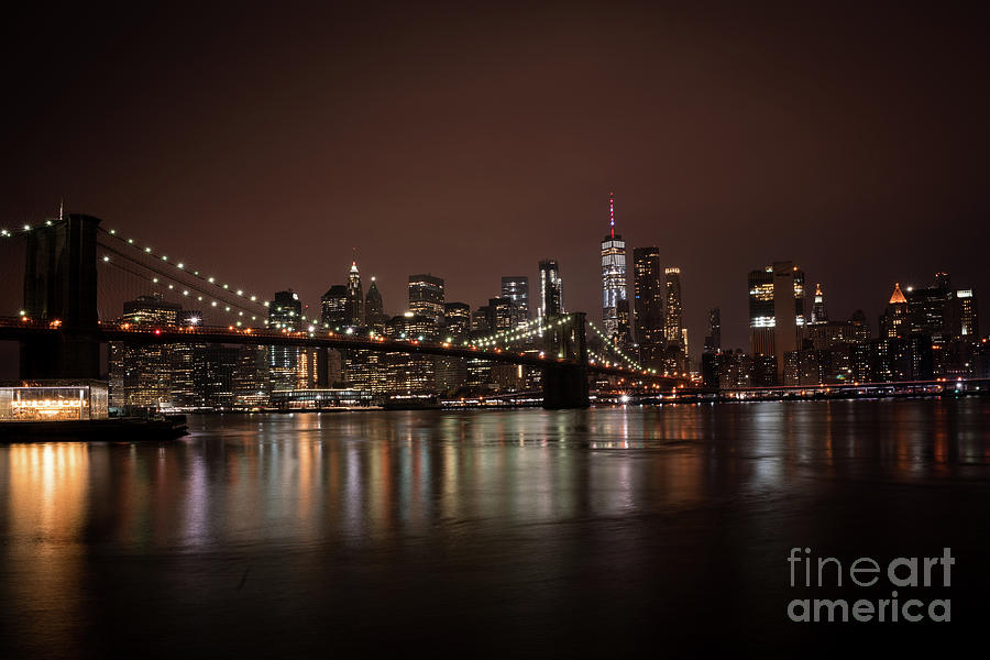 Brooklyn Bridge at Night 1 Photograph by Sanjeev Singhal