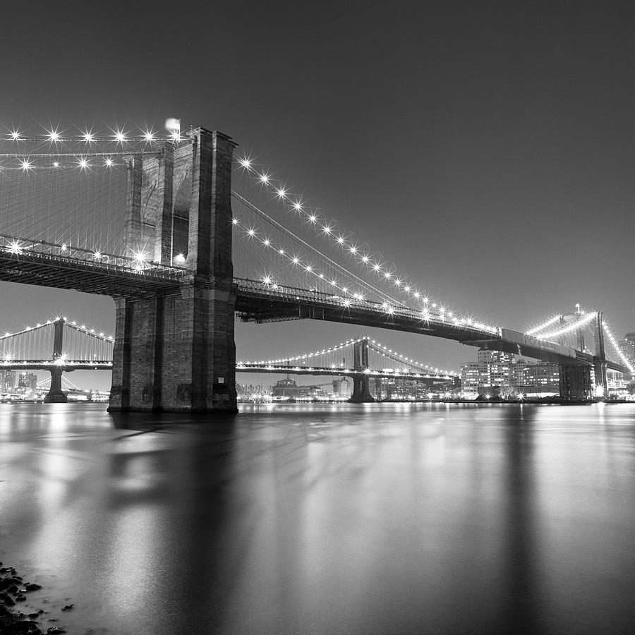 Nature Photograph - Brooklyn Bridge At Night by Adam Garelick