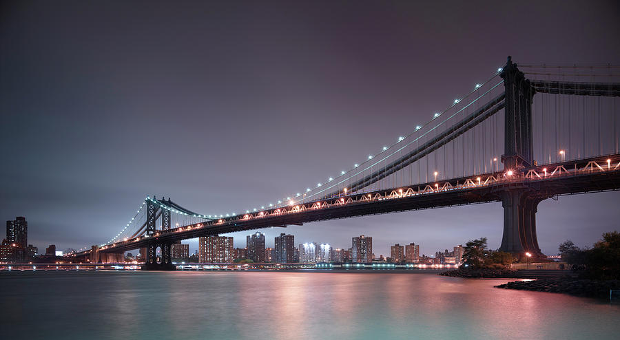Brooklyn Bridge At Night Photograph by Yat Lee
