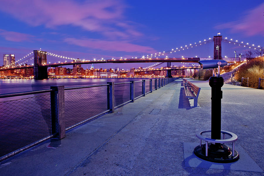Brooklyn Bridge At Sunset Photograph by Christine Wehrmeier