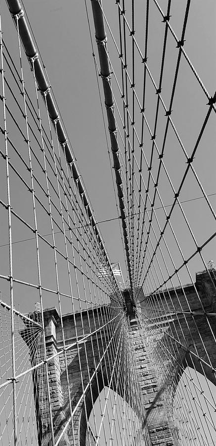 Brooklyn Bridge B W Slant Photograph