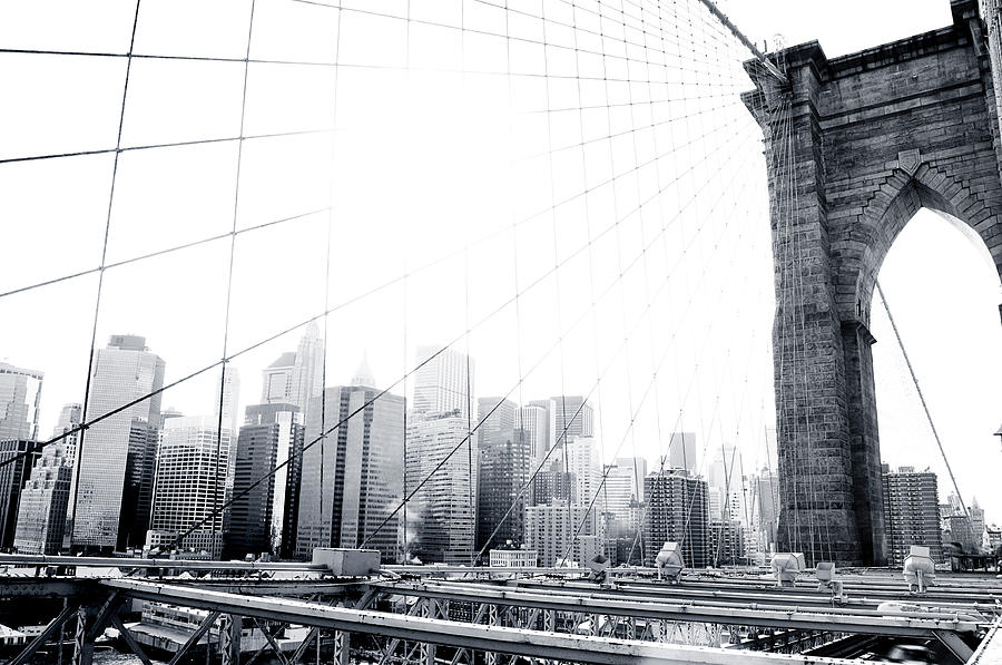 Brooklyn Bridge Black And White Photograph by Mikeylpt