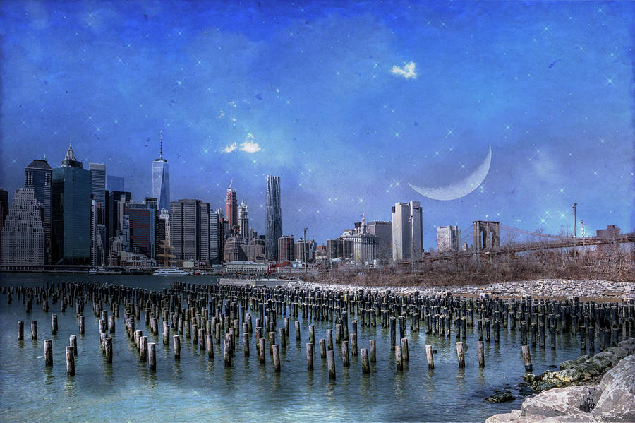 Brooklyn Bridge, Brooklyn, NY Digital Art by Geraldine Scull