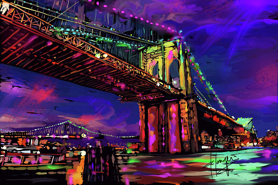 Brooklyn Bridge Painting by DC Langer