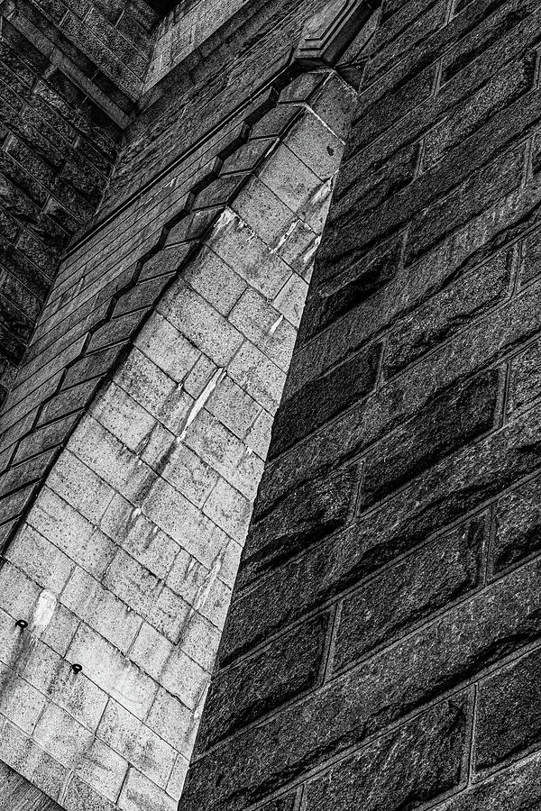 Brooklyn Bridge detail black and white Photograph by David Smith