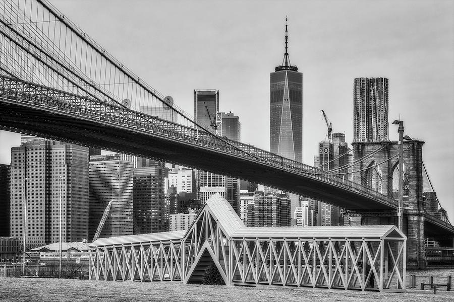 Brooklyn Bridge DUMBO NYC BW Photograph by Susan Candelario