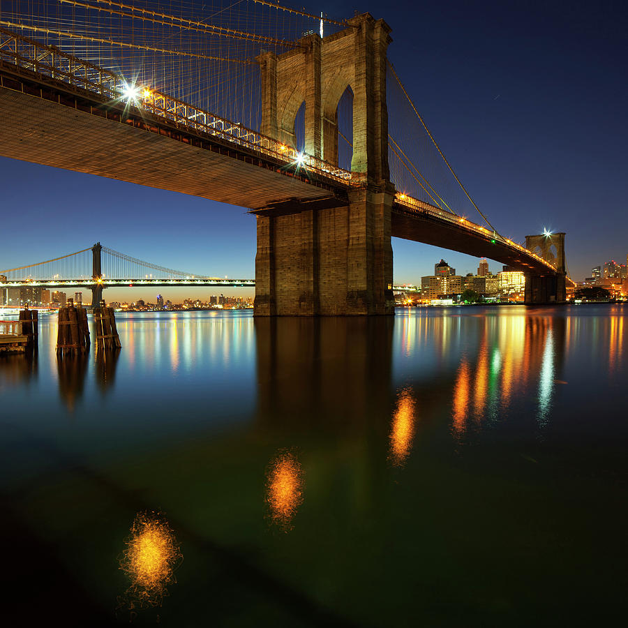 Brooklyn Bridge & East River, Nyc Digital Art by Massimo Ripani
