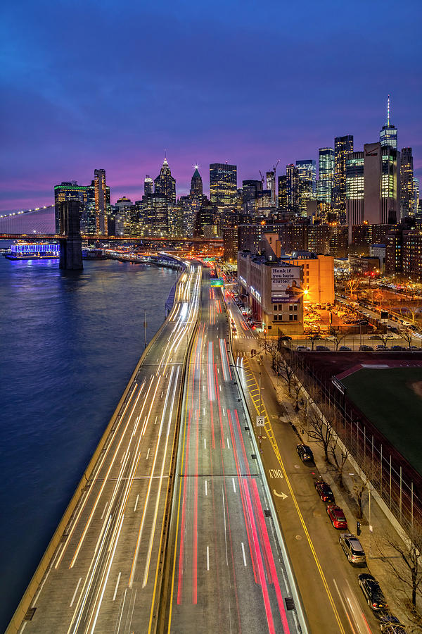 Brooklyn Bridge, FDR and Manhattan Skyline Photograph by Susan Candelario