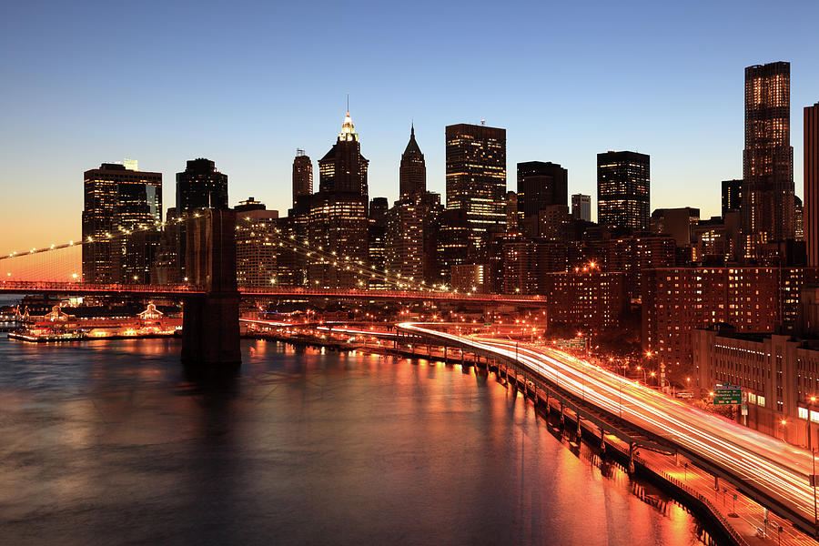 Brooklyn Bridge, Fdr Drive And Downtown Photograph by Veni