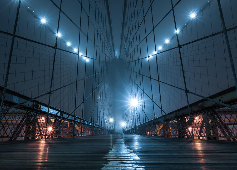 Brooklyn Bridge In Fog Photograph by Maria Swärd
