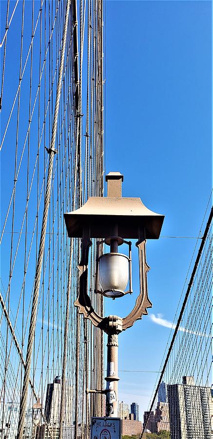 Brooklyn Bridge Lamp Photograph by Rob Hans