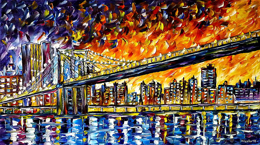 Brooklyn Bridge Painting by Mirek Kuzniar