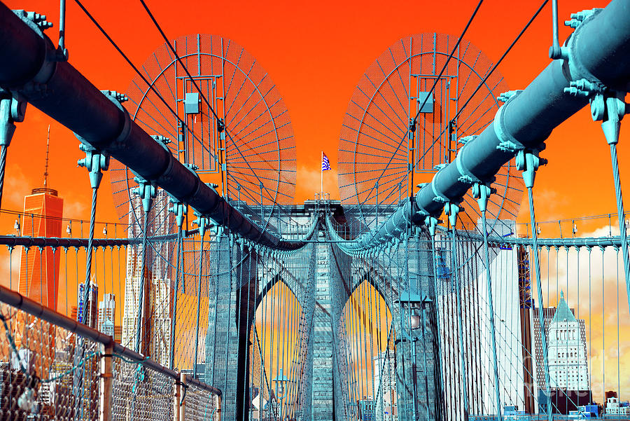 Brooklyn Bridge Pop Art New York City Photograph by John Rizzuto