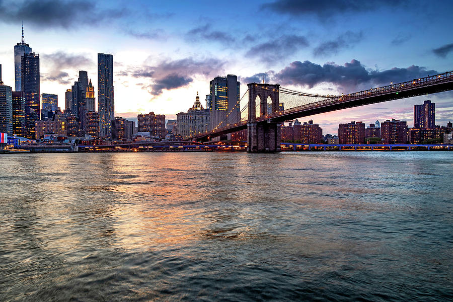 Brooklyn Bridge & Skyline, Nyc Digital Art by Lumiere