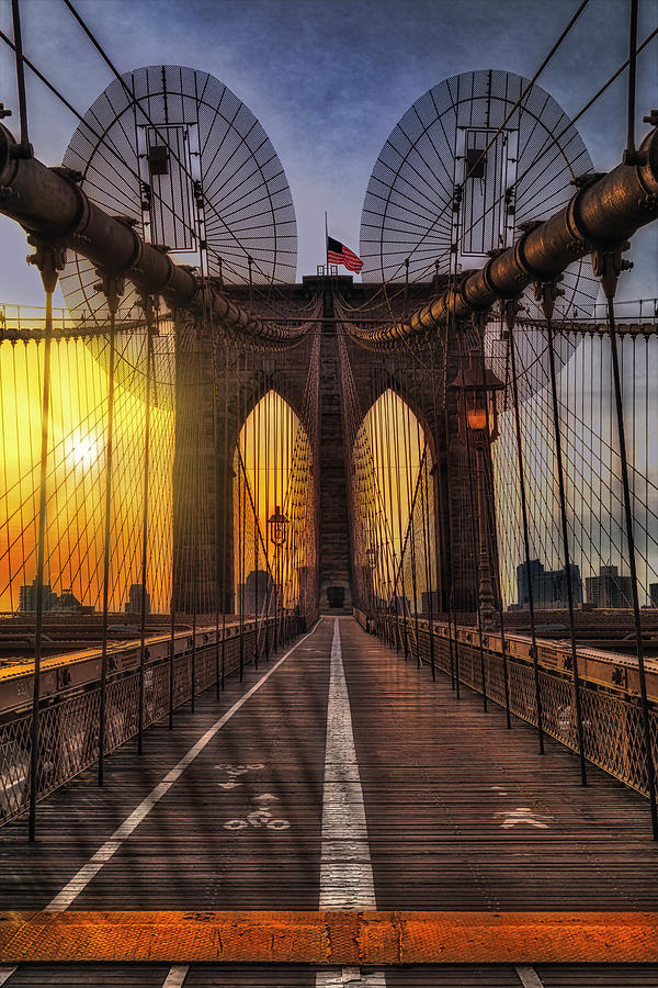 Brooklyn Bridge Sunrise NYC  Photograph by Susan Candelario