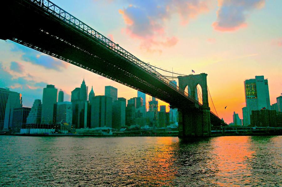 Brooklyn Bridge Sunset Photograph by Diana Angstadt