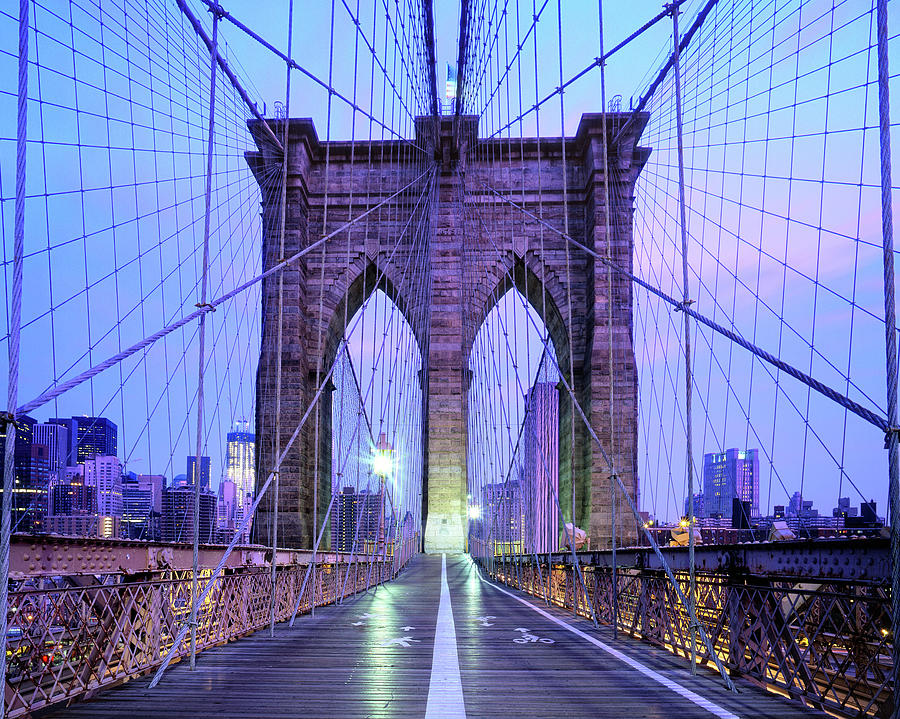 Brooklyn Bridge Walkway At Dawn, New Photograph by Andrew C Mace Brooklyn Bridge Walkway At Dawn, New Photograph by Andrew C Mace