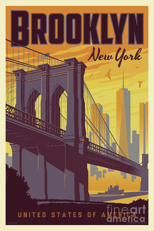 Brooklyn Poster - Vintage Brooklyn Bridge Digital Art by Jim Zahniser
