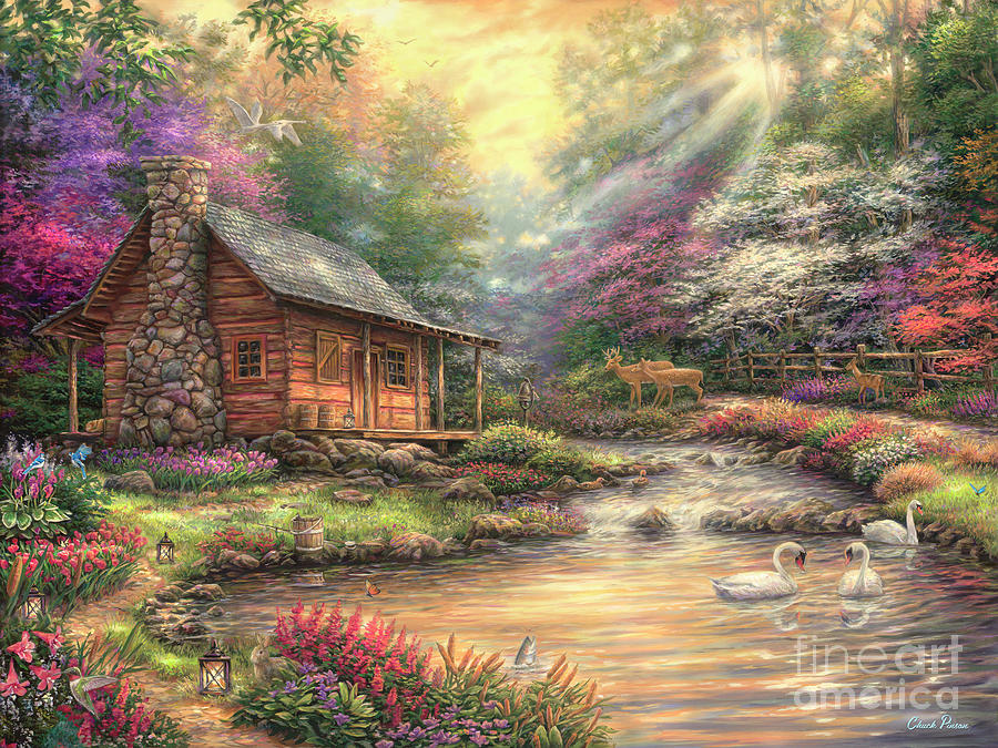 Brookside Retreat Painting by Chuck Pinson