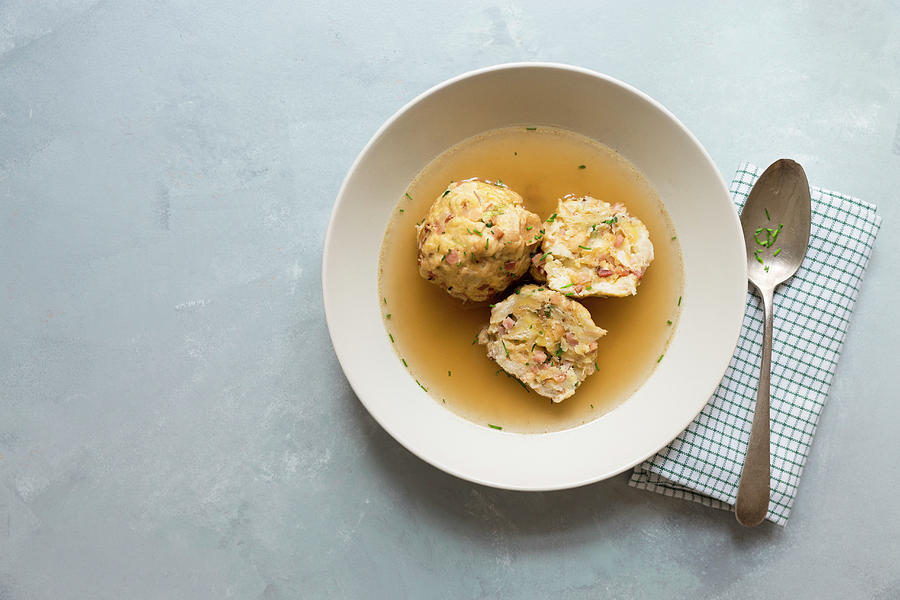 Broth With Bacon Dumplings Photograph by Nadja Hudovernik Food Photography