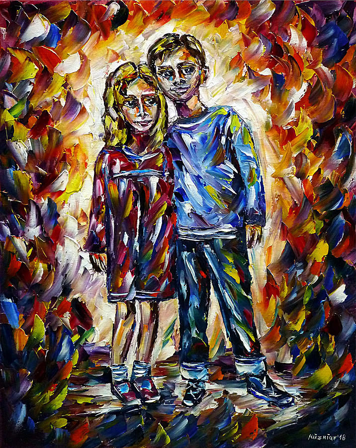 Brother And Sister Painting by Mirek Kuzniar