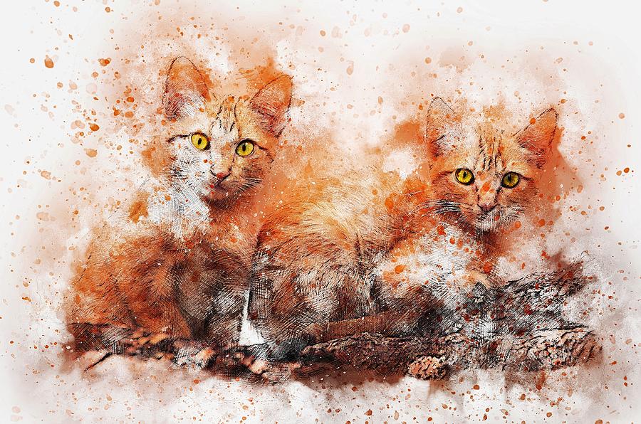 Cat Painting - Brothers Cat by ArtMarketJapan