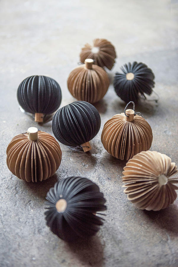 Brown And Black Paper Baubles Photograph by Magdalena Bjrnsdotter