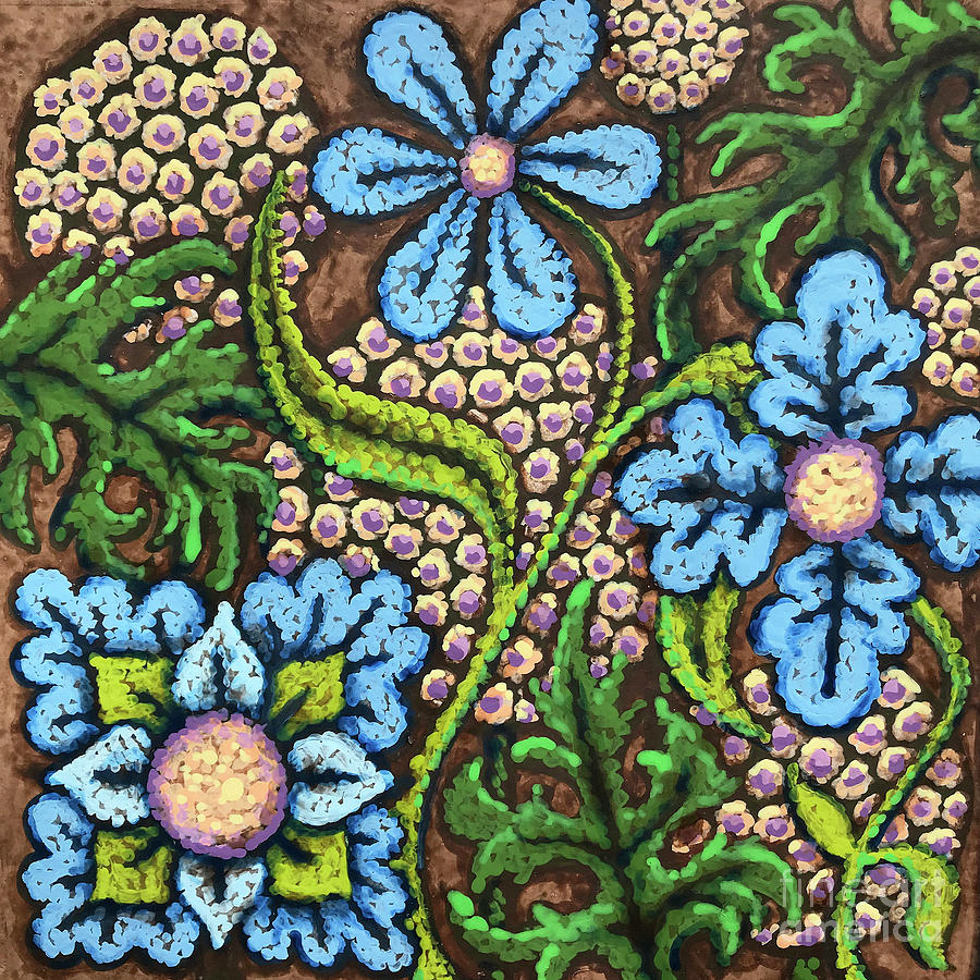 Brown and Blue Floral 2 Painting by Amy E Fraser