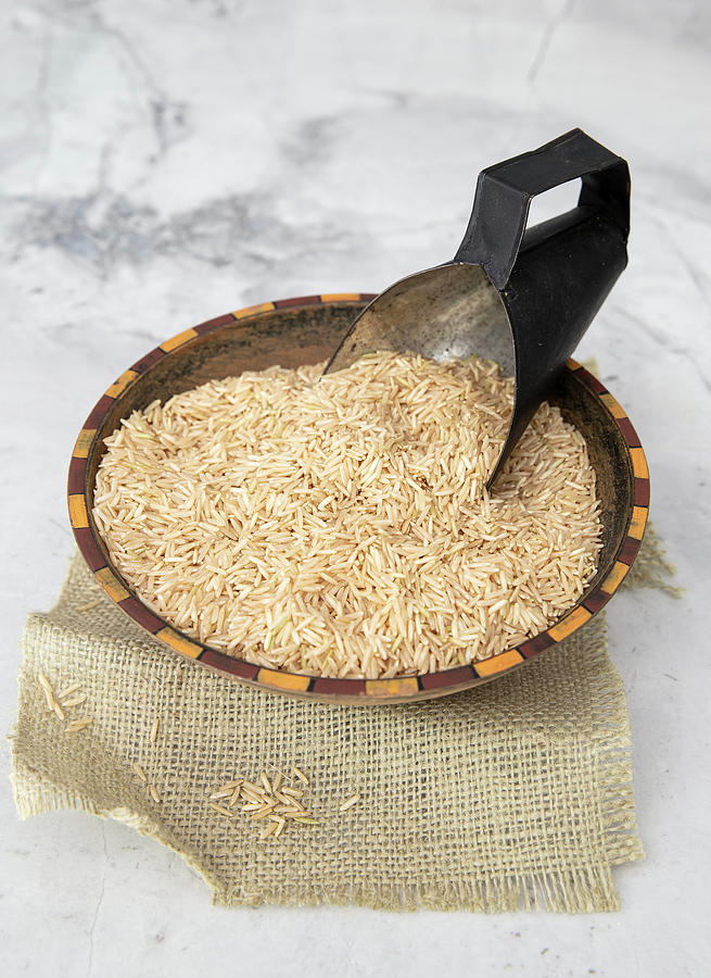 Brown Basmati Organic Superpail Rice Photograph by Yelena Strokin