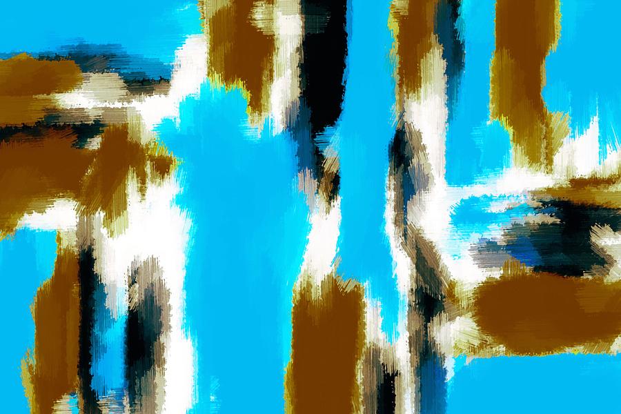 Brown Black And White Painting Texture With Blue Background by Tim LA