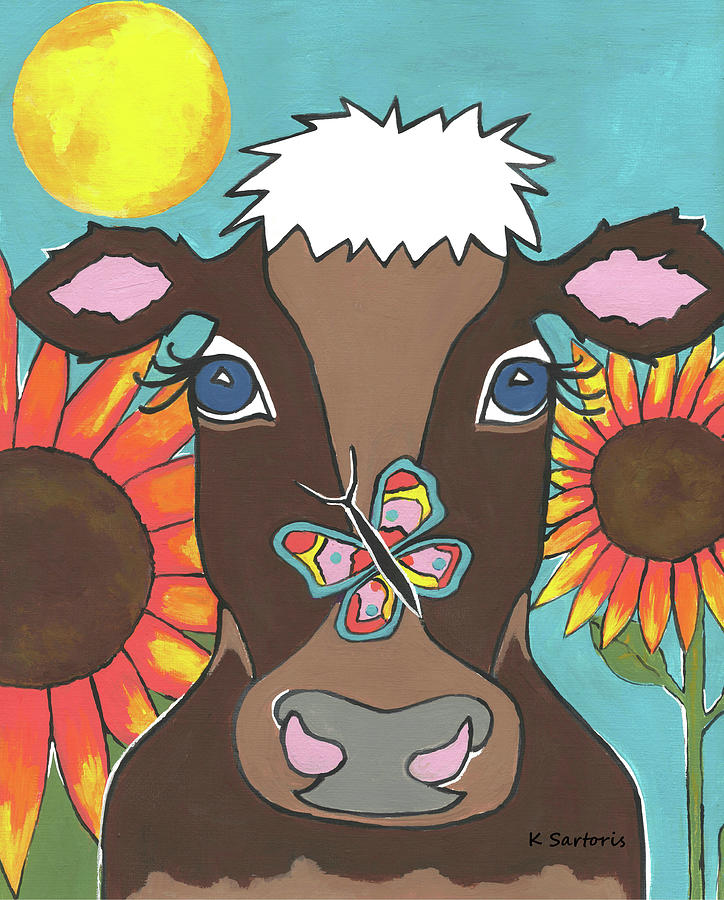 Butterfly Mixed Media - Brown Cow by Sartoris Art