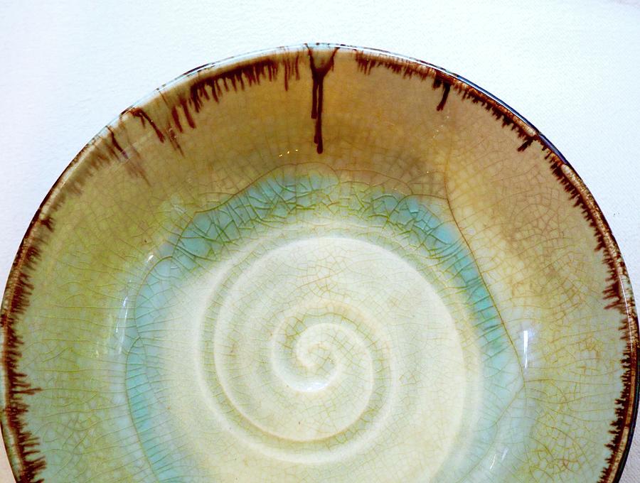 Brown Edge, Blue Bowl Ceramic Photograph by Alida M Haslett