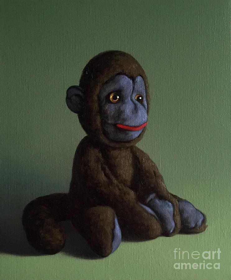 Brown Monkey On Green 2016 Painting By Peter Jones
