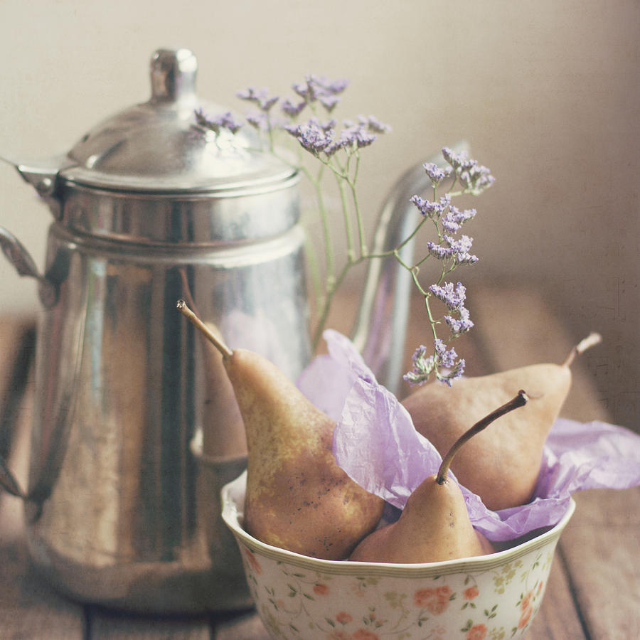 Brown Pears And Vintage Coffee Pot Photograph by Copyright Anna Nemoy(xaomena)