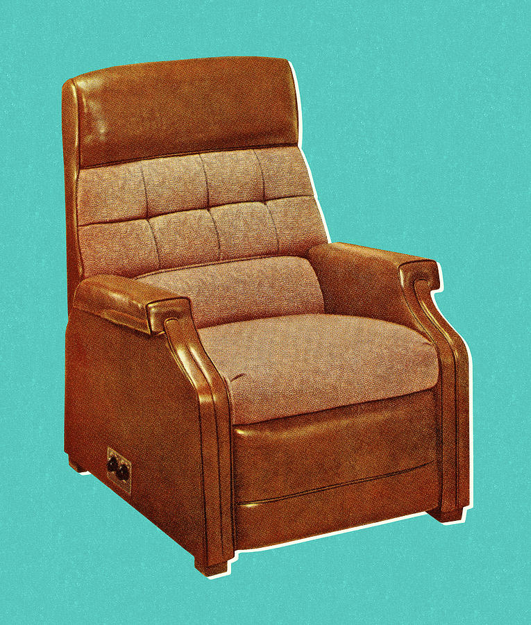 Vintage Drawing - Brown Reclining Chair by CSA Images