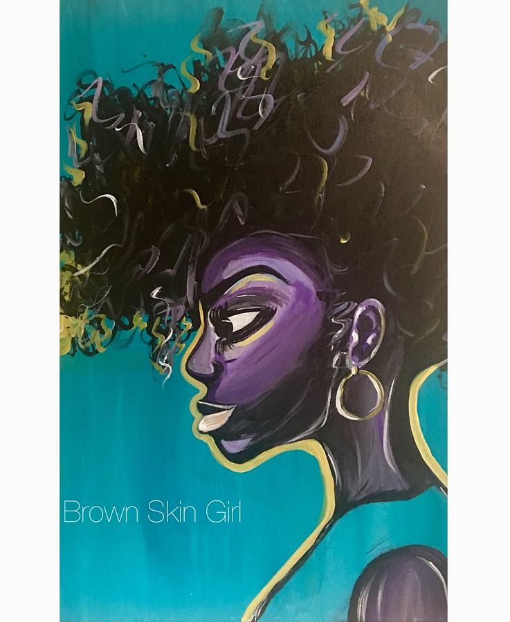 Brown Skin Girl Painting by Allison Dixon