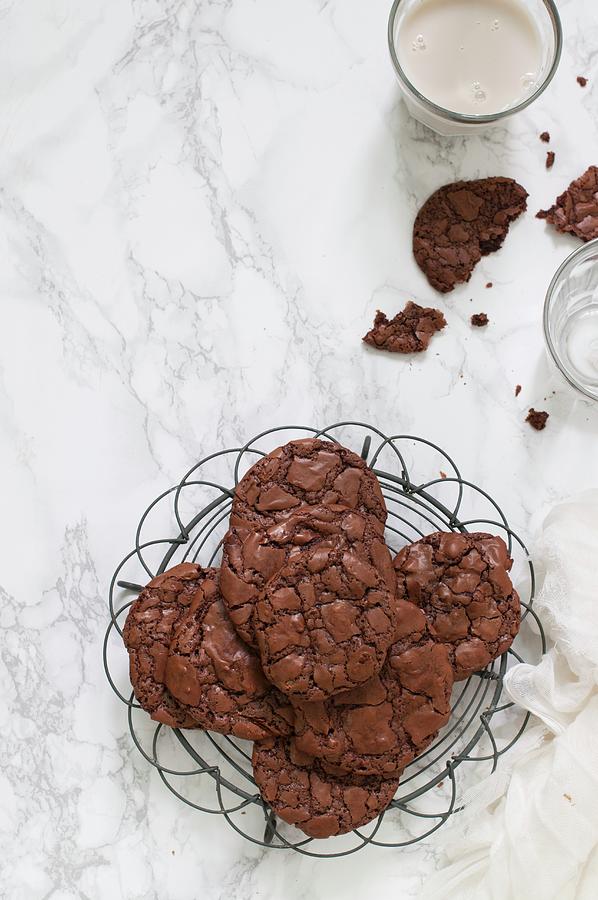 Brownie Cookies On A Cooling Rack Photograph by Beatriz Cano