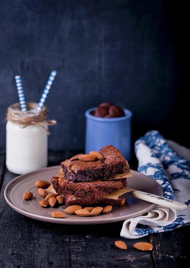 Brownies With Almond Cream Photograph by Dorota Indycka