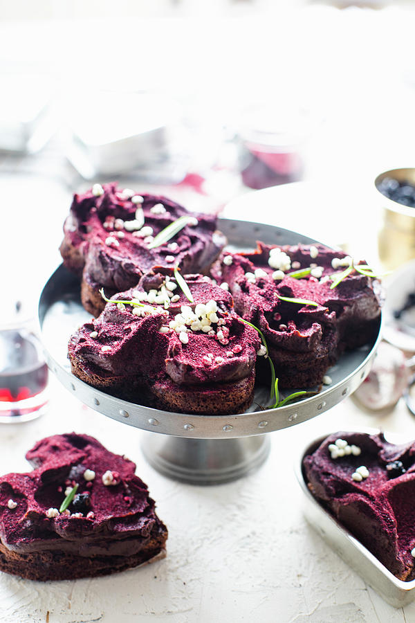Brownies With Blackcurrant Photograph by Lilia Jankowska