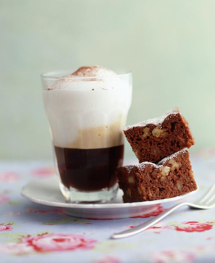 Brownies With Cappuccino Photograph by Michael Wissing