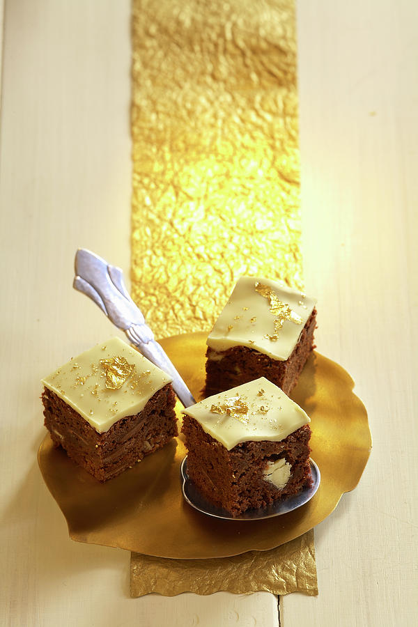 Brownies With Chai Spices And Gold Leaf Photograph by Sven C. Raben
