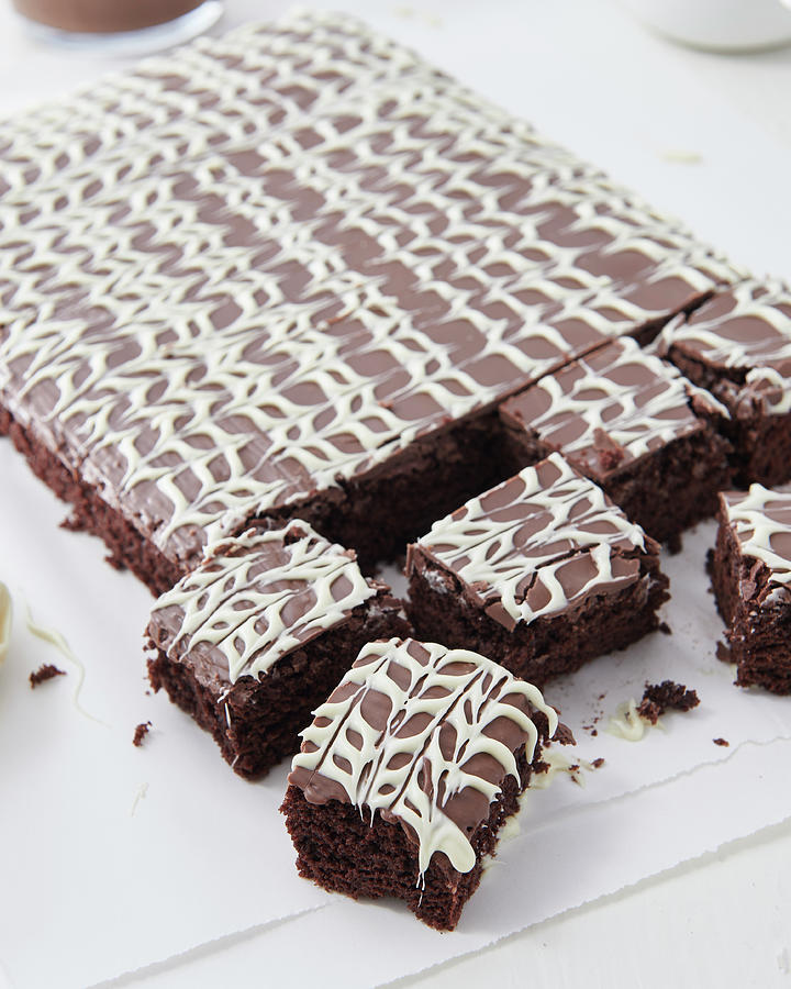 Brownies With Two-tone Chocolate Glaze Photograph by Hannah Kompanik