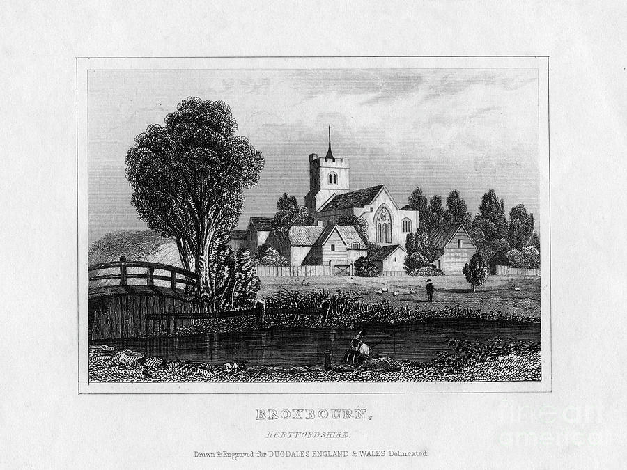 Broxbourne, Hertfordshire, Mid 19th Drawing by Print Collector