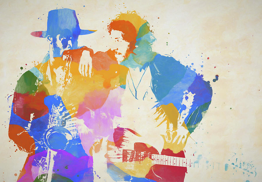 Bruce Springsteen Painting - Bruce And The Big Man Watercolor Splatter by Dan Sproul Bruce Springsteen Painting - Bruce And The Big Man Watercolor Splatter by Dan Sproul