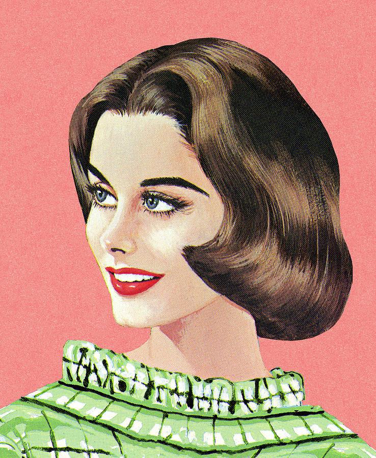 Vintage Drawing - Brunette Looking to the Side by CSA Images