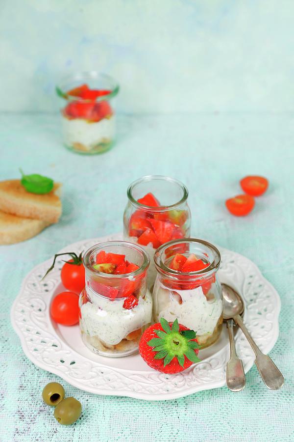 Bruschetta With Strawberries And Ricotta Photograph by Claudia Gargioni