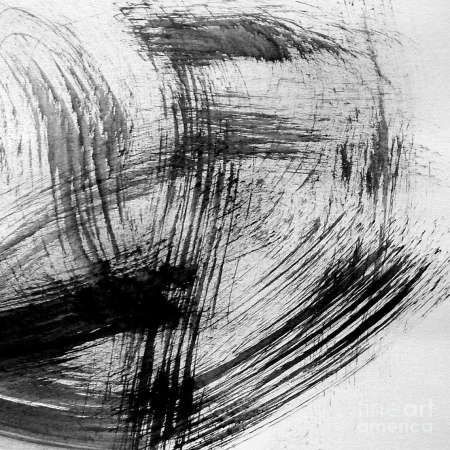 Brush Stroke - black and white abstract Painting by Vesna Antic
