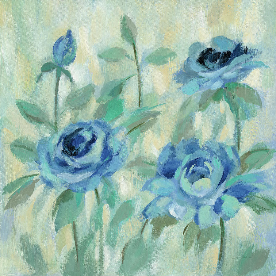 Flower Painting - Brushy Blue Flowers II by Silvia Vassileva