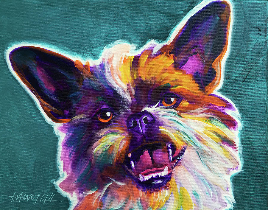 Dog Painting - Brussels Griffon - Spicey by Dawgart